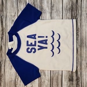 Crazy 8 white and blue sea ya rash guard